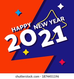 ilustración vectorial del feliz año nuevo 2021 con fondo naranja oscuro