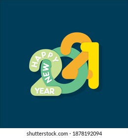 ilustración vectorial del diseño de tarjetas de felicitación Happy new year 2021, concepto de número de solapamiento