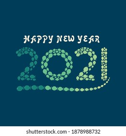 Vektorgrafik von Happy New Year 2021 Grußkartendesign, Fisch-Konzept