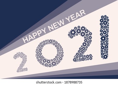 vector illustration of Happy new year 2021 greeting card design, using mechanical gear concept