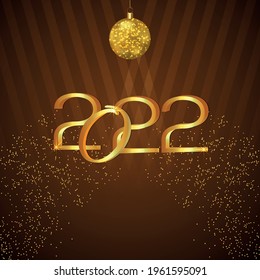 Vector illustration of happy new year background with golden text effect