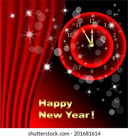 Vector illustration of Happy New Year! Red background