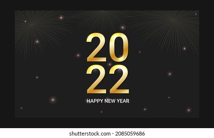 Vector illustration of happy new year gold and black collors.