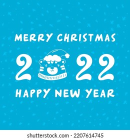 Vector illustration happy new year 2022 year of tiger for banner, poster, brochure, invitation card isolated.