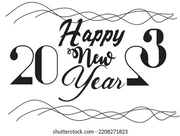 Ilustración vectorial del feliz Año Nuevo 2023. Fiesta de Año Nuevo
