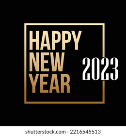 vector illustration of happy new year gold and black collors place for text christmas balls 2023