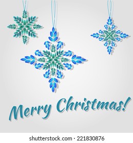Vector Illustration Happy New Year Card for Design, Website, Background Banner. Watercolor Merry Christmas Snowflake Texture Template