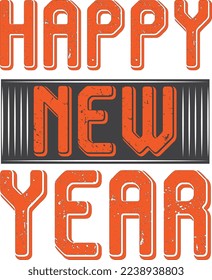 Vector illustration. Happy New Year 2023 script text hand lettering. Design template Celebration typography poster, banner or greeting card for Merry Christmas and happy new year.