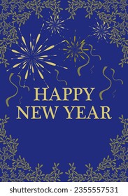 Vector illustration of Happy New year  cards with New Year tree, reindeers, snowflakes, floral frames and backgrounds design. Modern universal artistic templates. social media,party,hotel,count down.