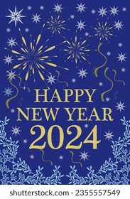 Vector illustration of Happy New year  cards with New Year tree, reindeers, snowflakes, floral frames and backgrounds design. Modern universal artistic templates. social media,party,hotel,count down.