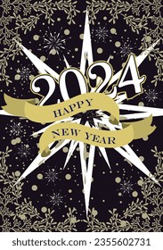 Vector illustration of Happy New year  cards with New Year tree, reindeers, snowflakes, floral frames and backgrounds design. Modern universal artistic templates. social media,party,hotel,count down.