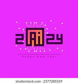 Vector illustration happy new year technology ai concept with flat design