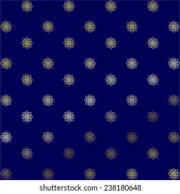 Vector illustration of Happy New Year! Golden snowflakes on a blue background.