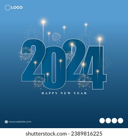 Vector illustration of Happy New Year social media feed template