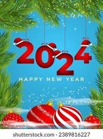 Vector illustration of Happy New Year social media feed template