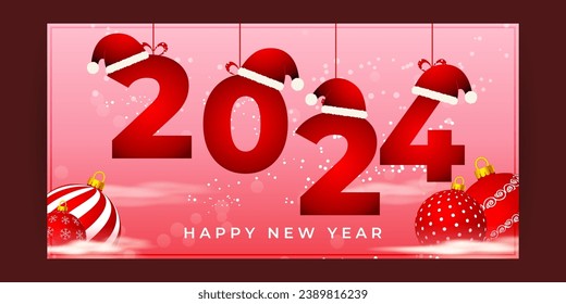 Vector illustration of Happy New Year social media feed template