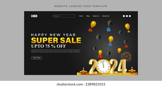 Vector illustration of Happy New Year Sale social media feed template