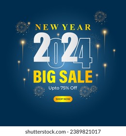 Vector illustration of Happy New Year Sale social media feed template