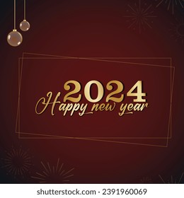 Ilustración vectorial Feliz diseño de año nuevo. Diseño vectorial premium para afiches, banner, saludo y celebración del año nuevo 2024 feliz