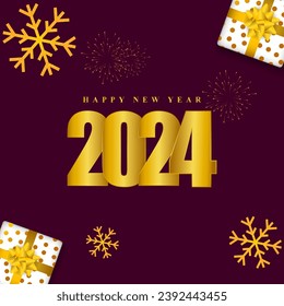 Vector illustration of Happy New Year social media feed template