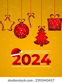 Vector illustration of Happy New Year social media feed template