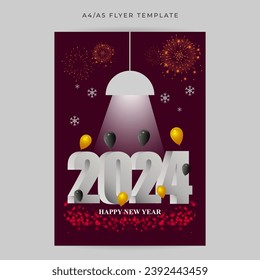 Vector illustration of Happy New Year social media feed template