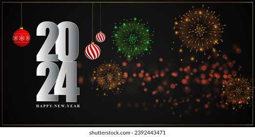 Vector illustration of Happy New Year social media feed template