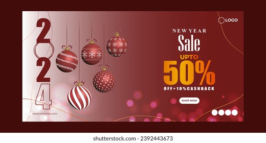 Vector illustration of Happy New Year Sale social media feed template