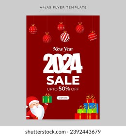 Vector illustration of Happy New Year Sale social media feed template