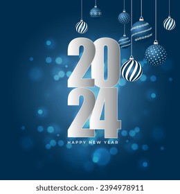 Vector illustration of Happy New Year social media feed template