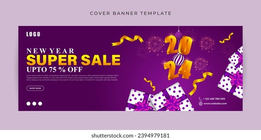 Vector illustration of Happy New Year Sale social media feed template