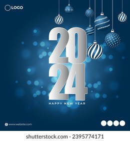 Vector illustration of Happy New Year social media feed template