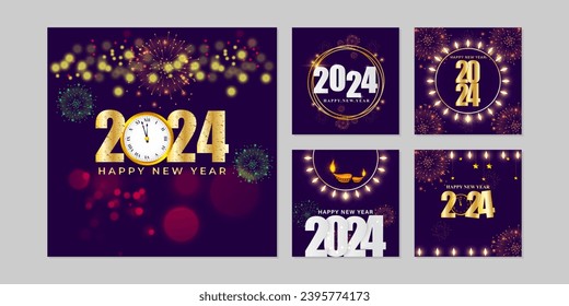 Vektorgrafik von Happy New Year Social Media Feed-Vorlage