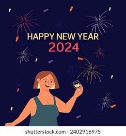 vector illustration of happy new year greetings