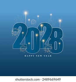 Vector illustration of Happy New Year 2028 social media feed template