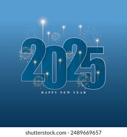 Vektorillustration von Happy Neu Year 2025 Social Media Feed Vorlage