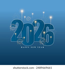 Vector illustration of Happy New Year 2026 social media feed template