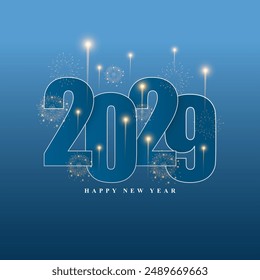 Vector illustration of Happy New Year 2029 social media feed template