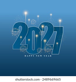 Vector illustration of Happy New Year 2027 social media feed template