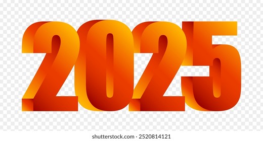 Vector illustration of Happy New Year 2025 3D text on transparent background