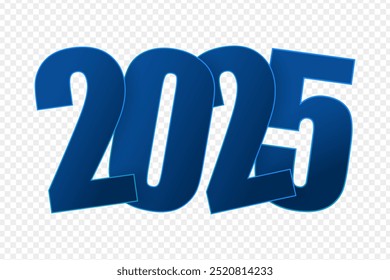 Vektorgrafik von Happy New Year 2025 Text auf transparentem Hintergrund