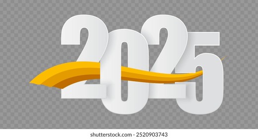 Vektorgrafik von Happy New Year 2025 Text auf transparentem Hintergrund