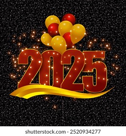 Vector illustration of Happy New Year 2025 social media feed template