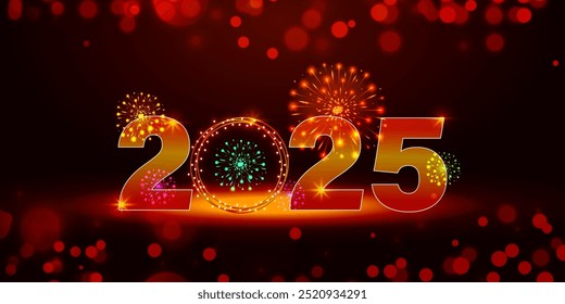 Vector illustration of Happy New Year 2025 social media feed template