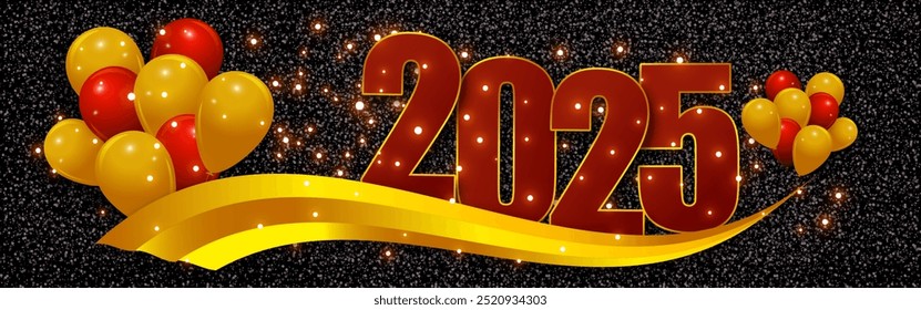 Vector illustration of Happy New Year 2025 social media feed template