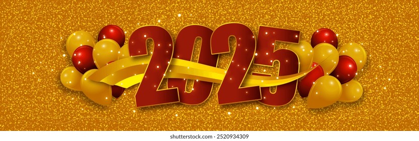 Vector illustration of Happy New Year 2025 social media feed template