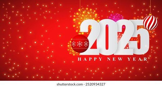 Vector illustration of Happy New Year 2025 social media feed template