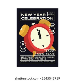 Vektorgrafik von Happy New Year Greetings and Feiern Flyer Poster Template Design