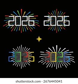 Vector Illustration of Happy new year 2026 with colorful fireworks display	