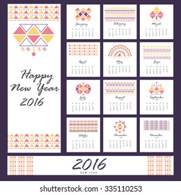  Vector Illustration of happy new year Calendar for 2016.